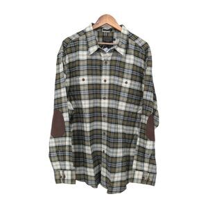 Pendleton Hawthorne Plaid Flannel Shirt XXL Mens NWT Elbow Patch Green Outdoor